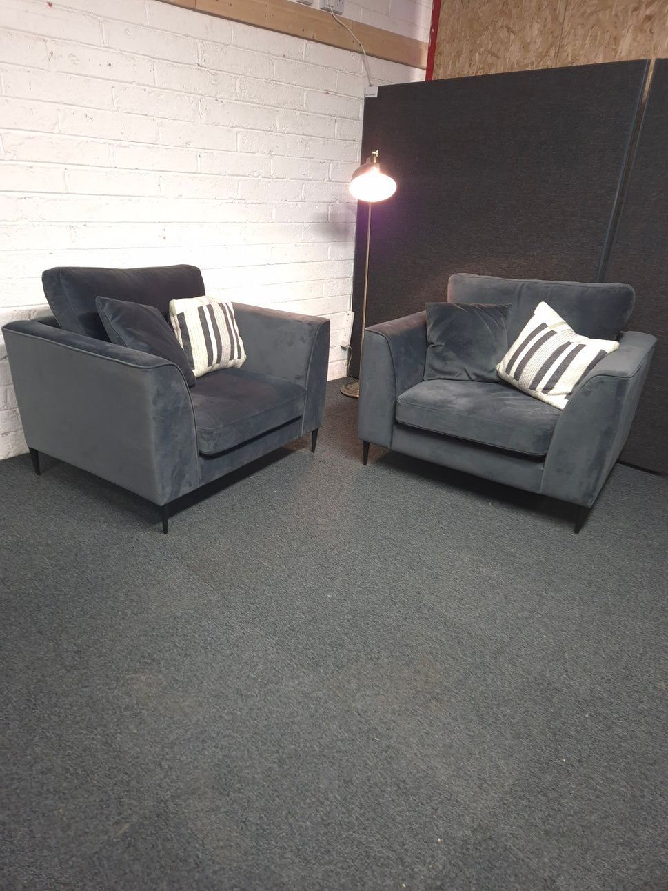 Large dark blue suede armchair  1225