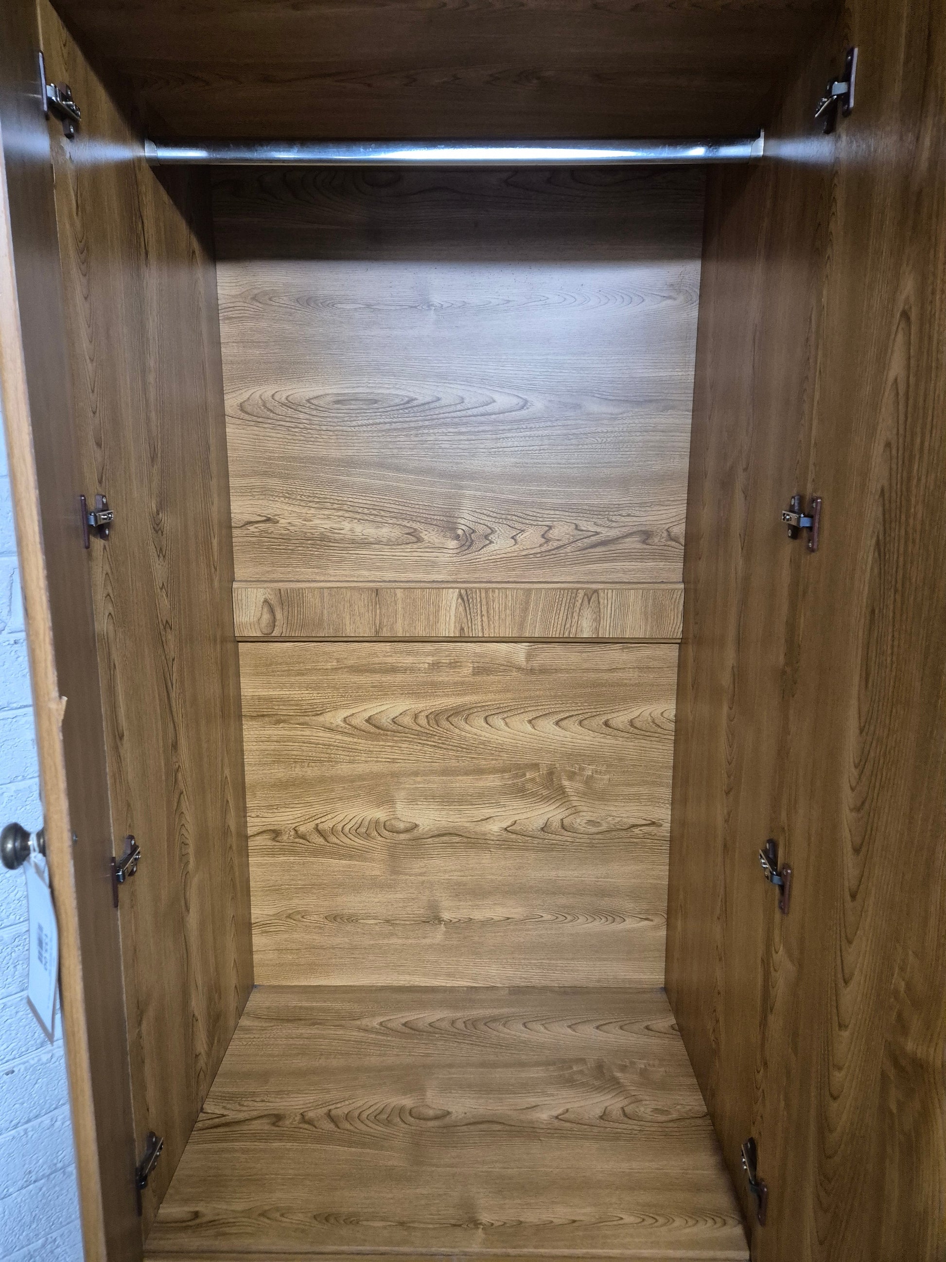 Tall 2 door 2 drawer oak laminate wardrobe (H 1900 x W 760 x D 530 mm) 1225