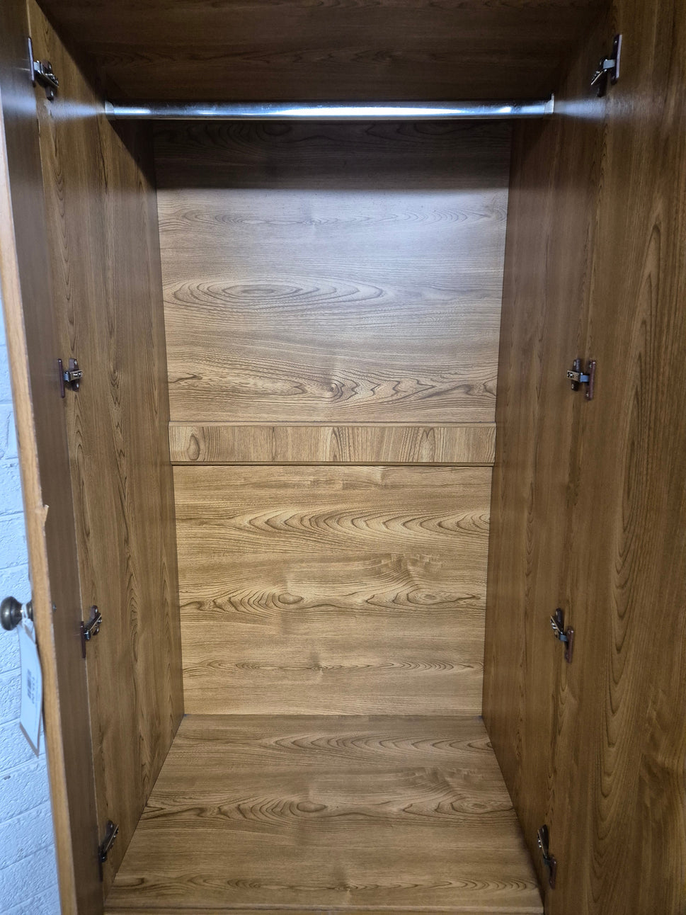 Tall 2 door 2 drawer oak laminate wardrobe (H 1900 x W 760 x D 530 mm) 1225