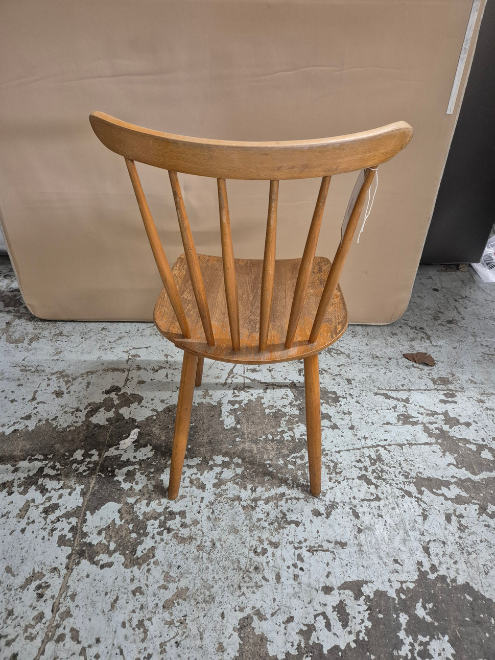 Solid wood slatted high back dining chair