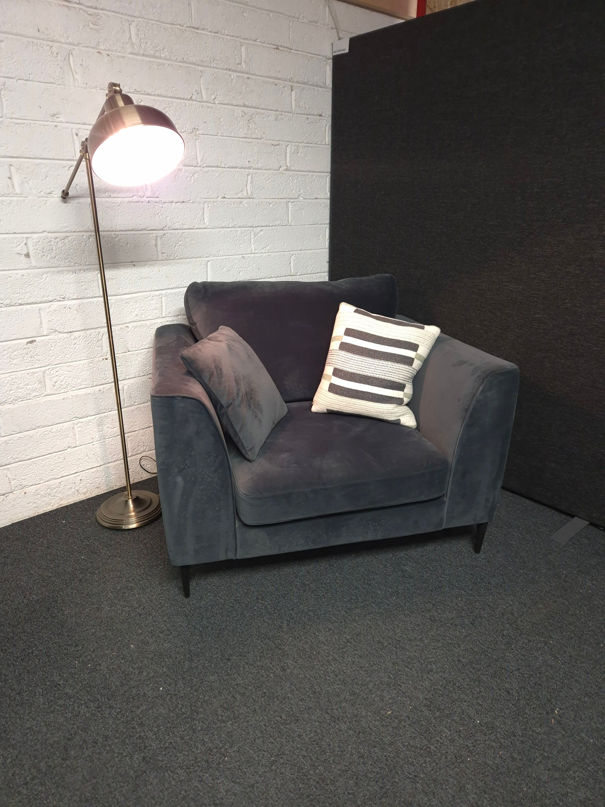 Large dark blue suede armchair  1225