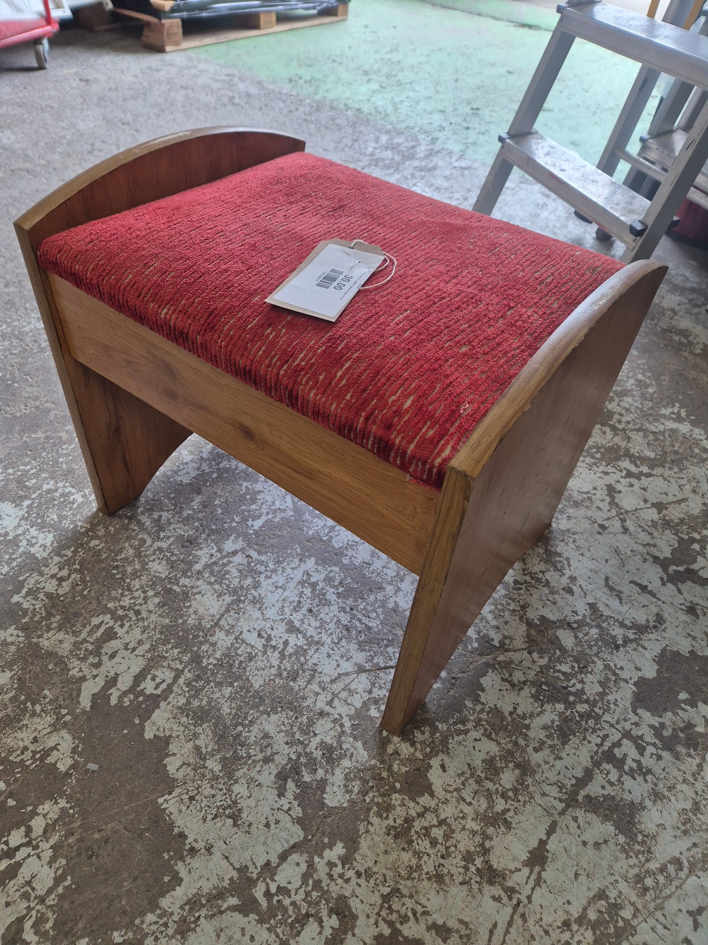 Wine fabric solid wood stool 3125
