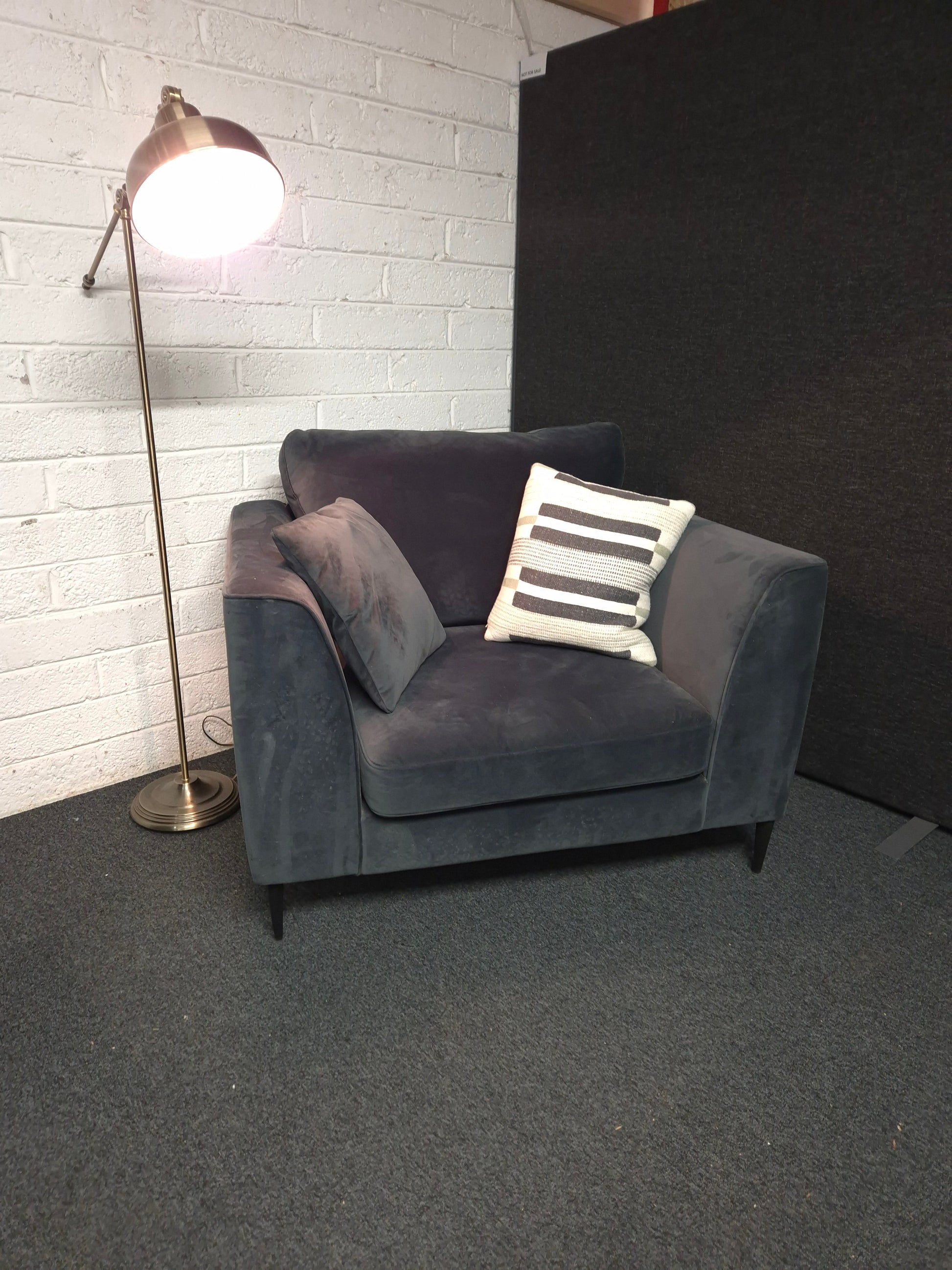 Large dark blue suede armchair  1225