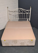 Switch 4ft6 Cream  fabric floral pattern divan base with cream high back metal headboard  1225 3 image