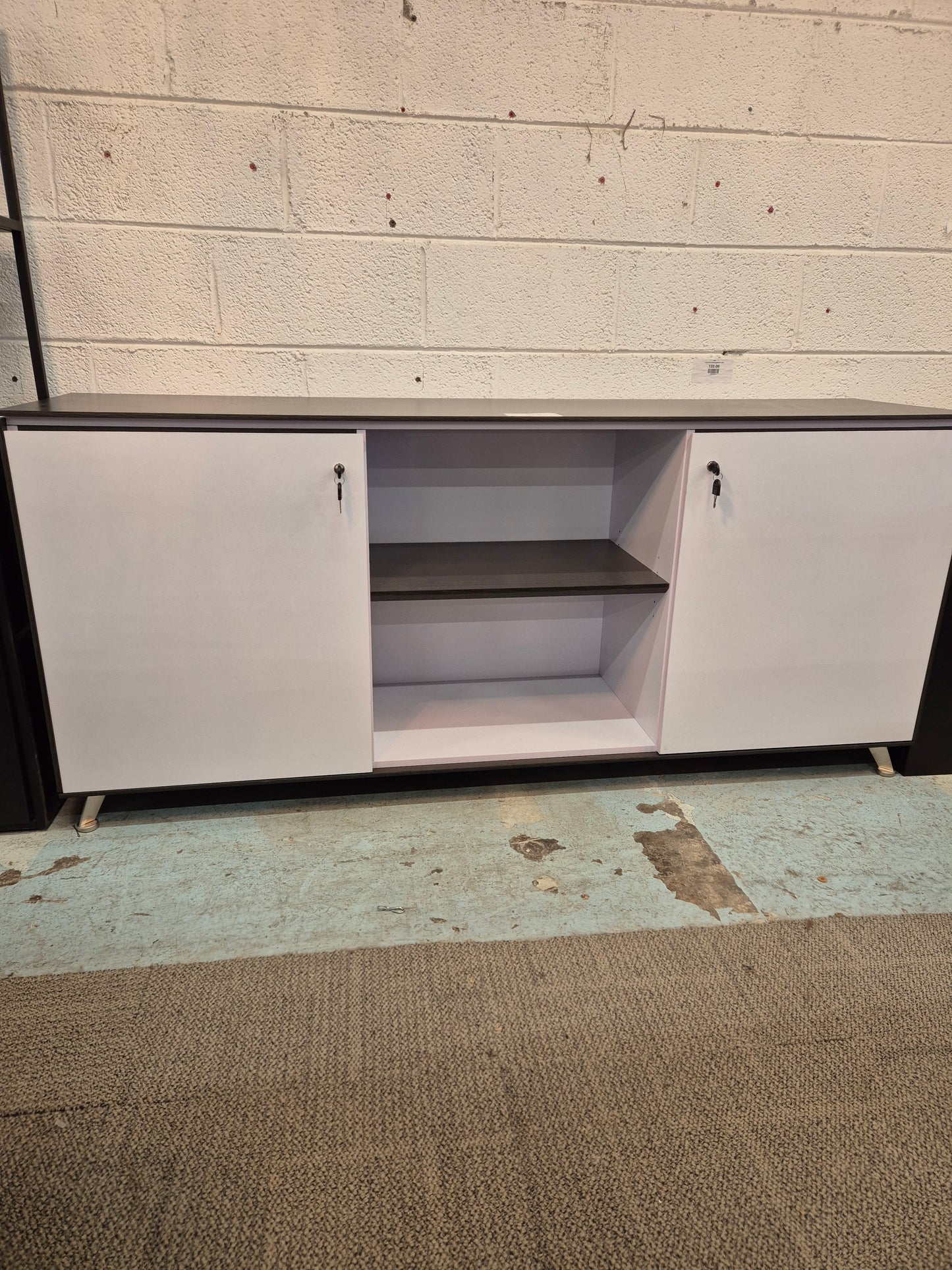 Wenge and white laminate credenza unit1800Lx450Dx800H