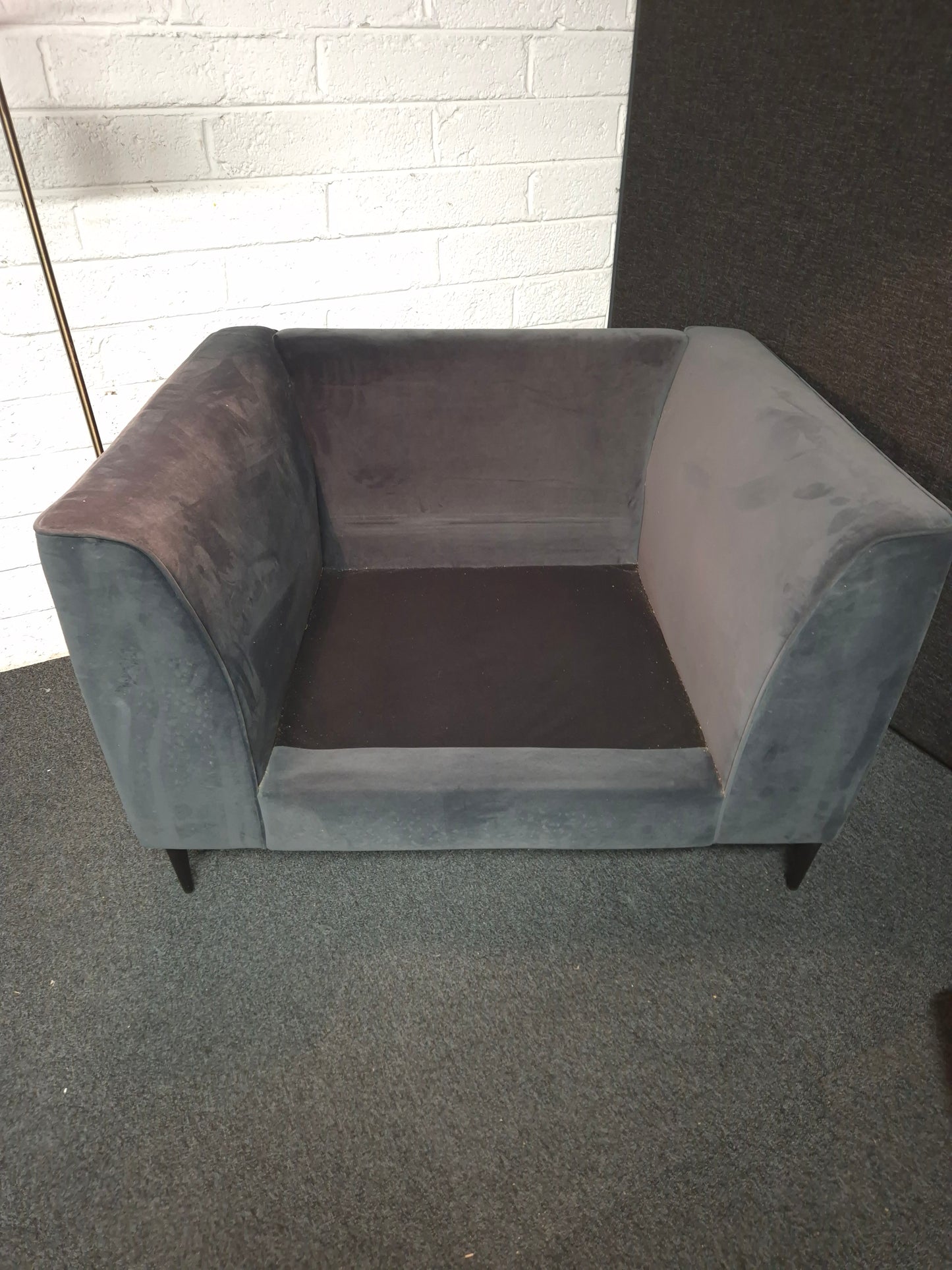 Large dark blue suede armchair  1225