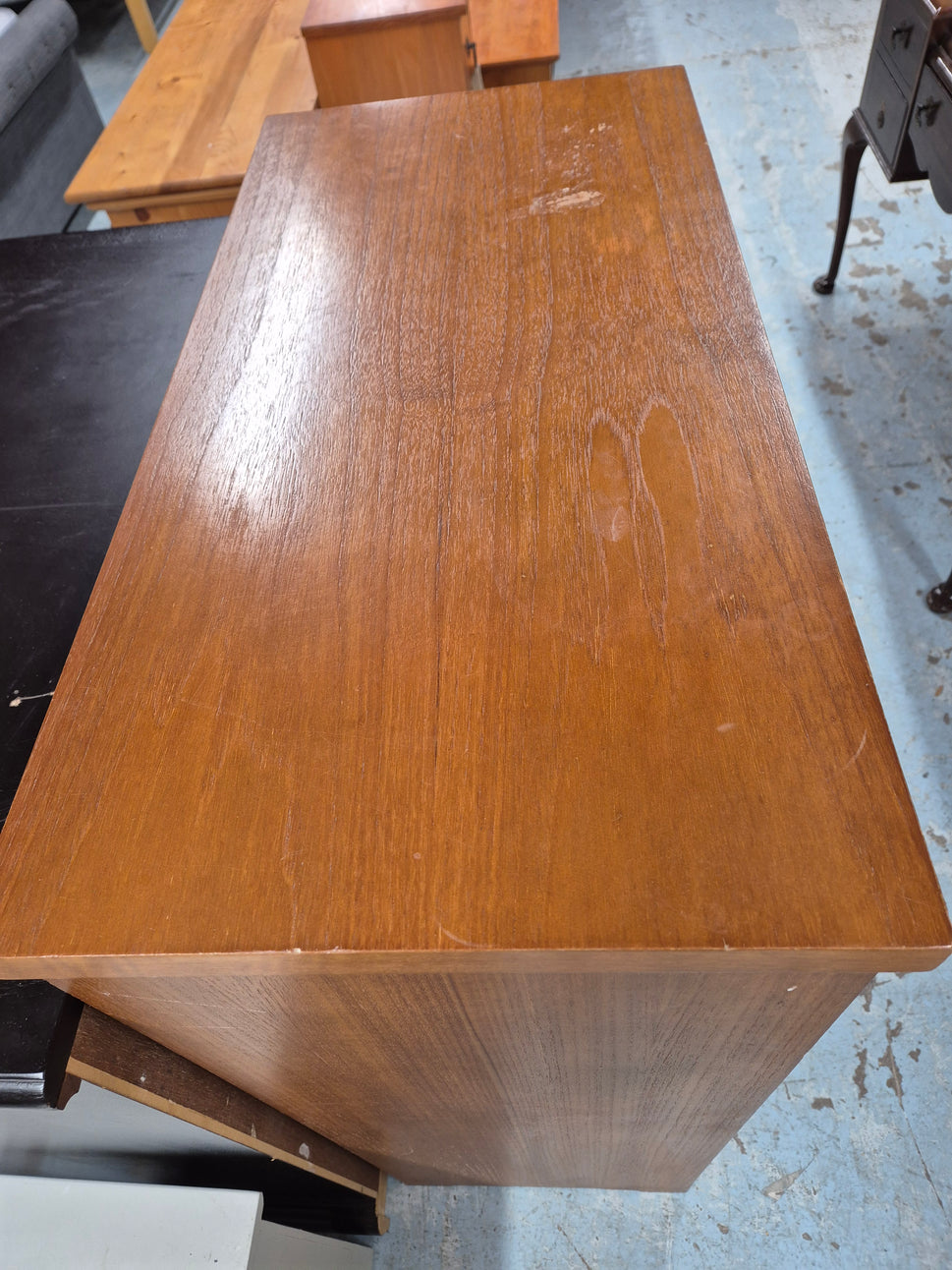 Retro teak stained tall 5 drawer chest 810 h 1100 d 400 2125