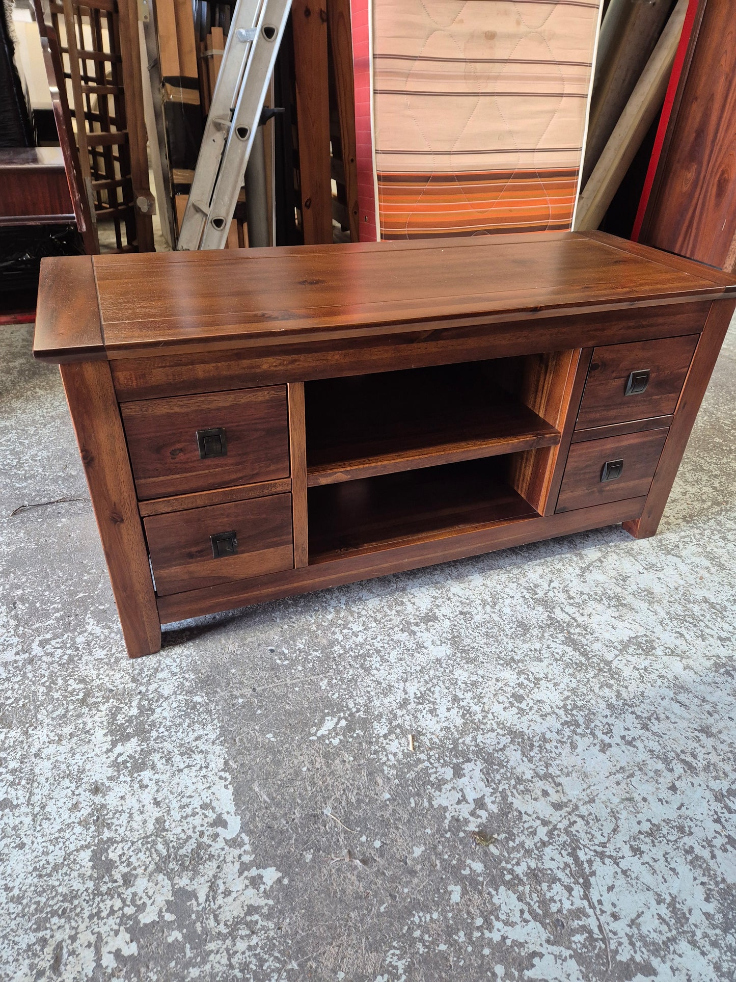 Low solid dark wood TV unit 3125