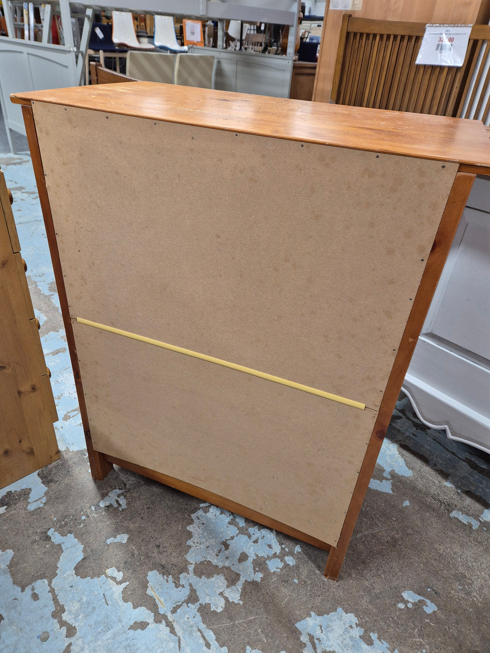Natural pine tall 5 drawer chest  H 930 x W 720 x D 400 mm  3125