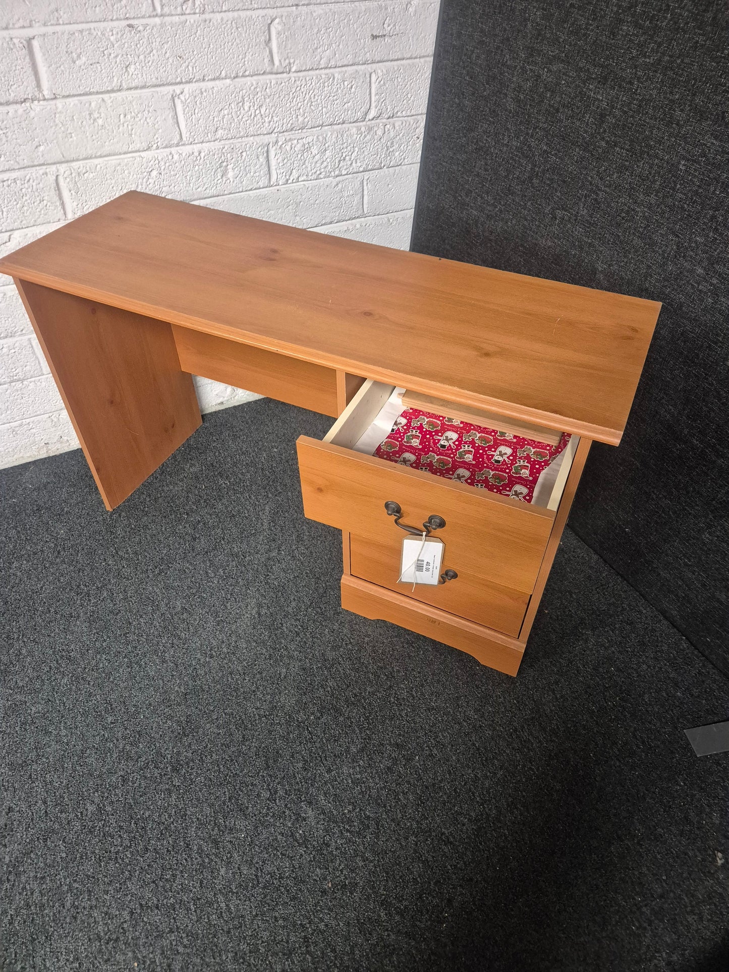 Beech laminate 3 drawer study desk 1225