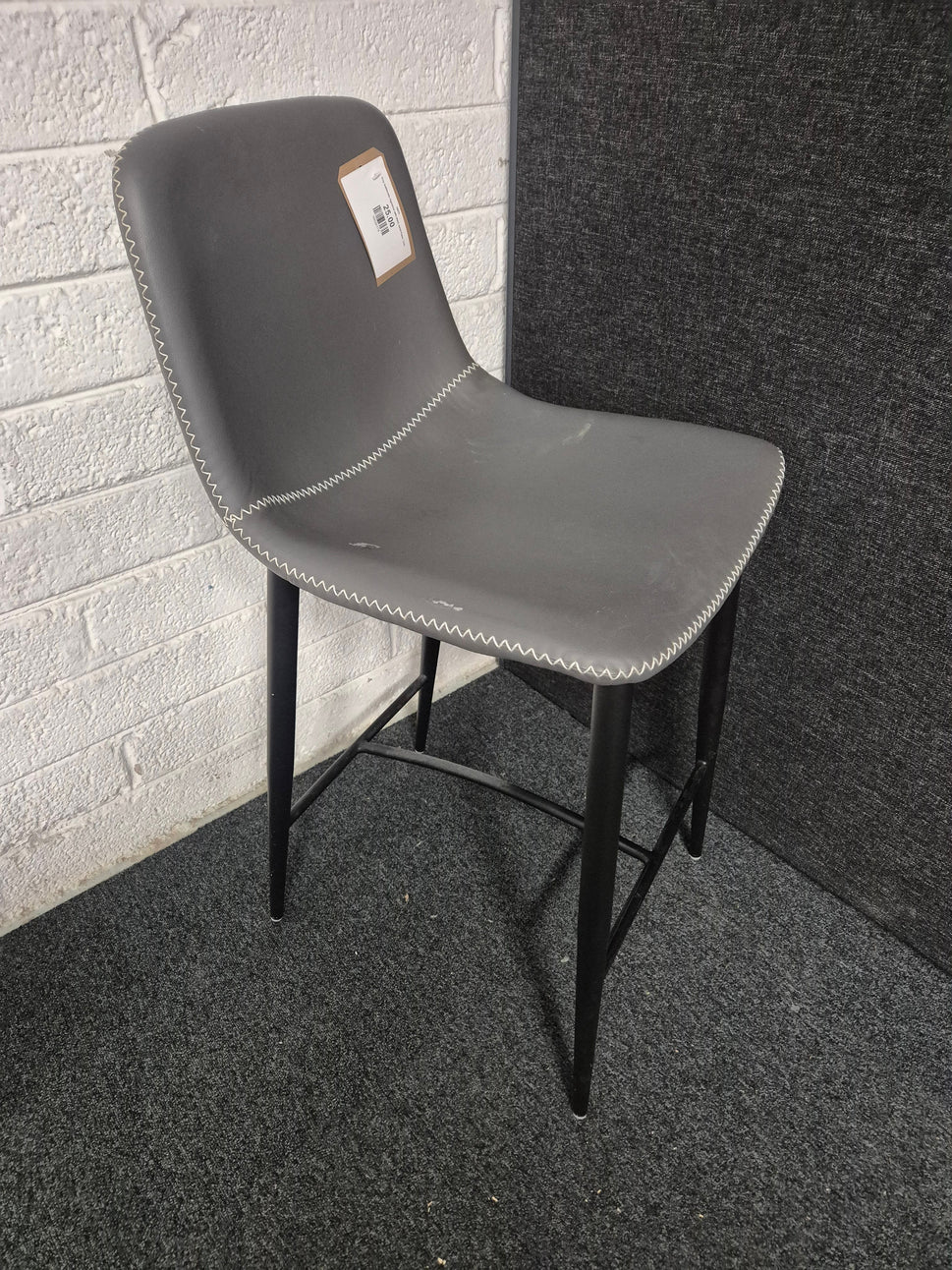 Grey leatherette highstool with black metal frame  1225