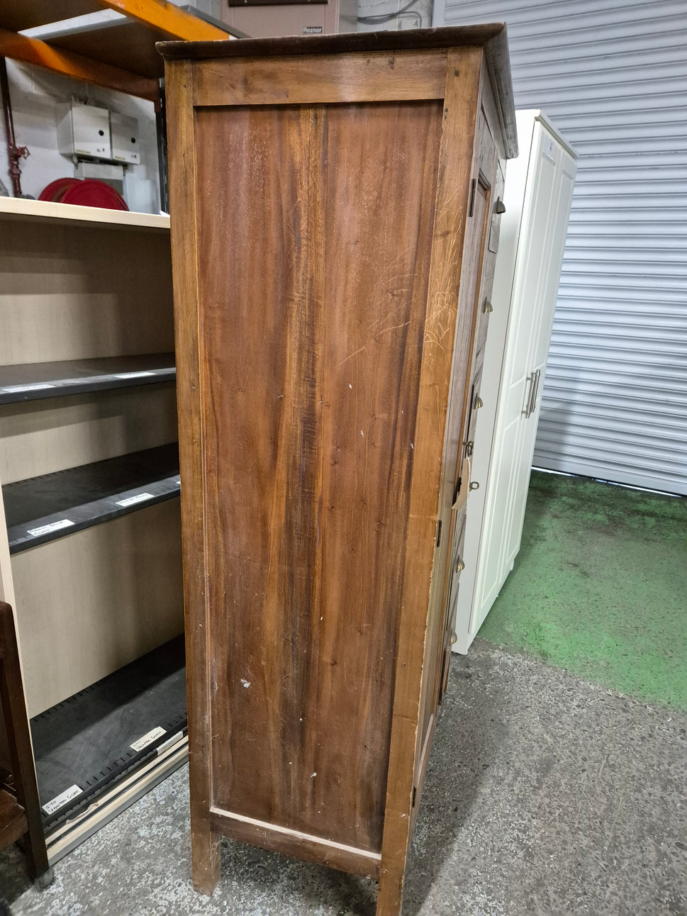 Tall solid teak stained 6 drawer 1 door wardrobe H 1700 x W 990 x D 550 mm 2125