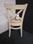 Switch Cream painted solid dining chair with cream leather seat 3125 3 image