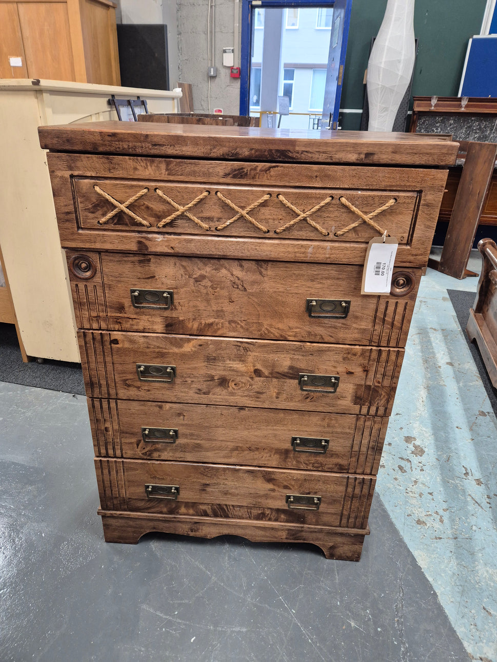 Dark Wood stained 4+2 drawers Chest of drawers w 770 h 1160 d 200 2125
