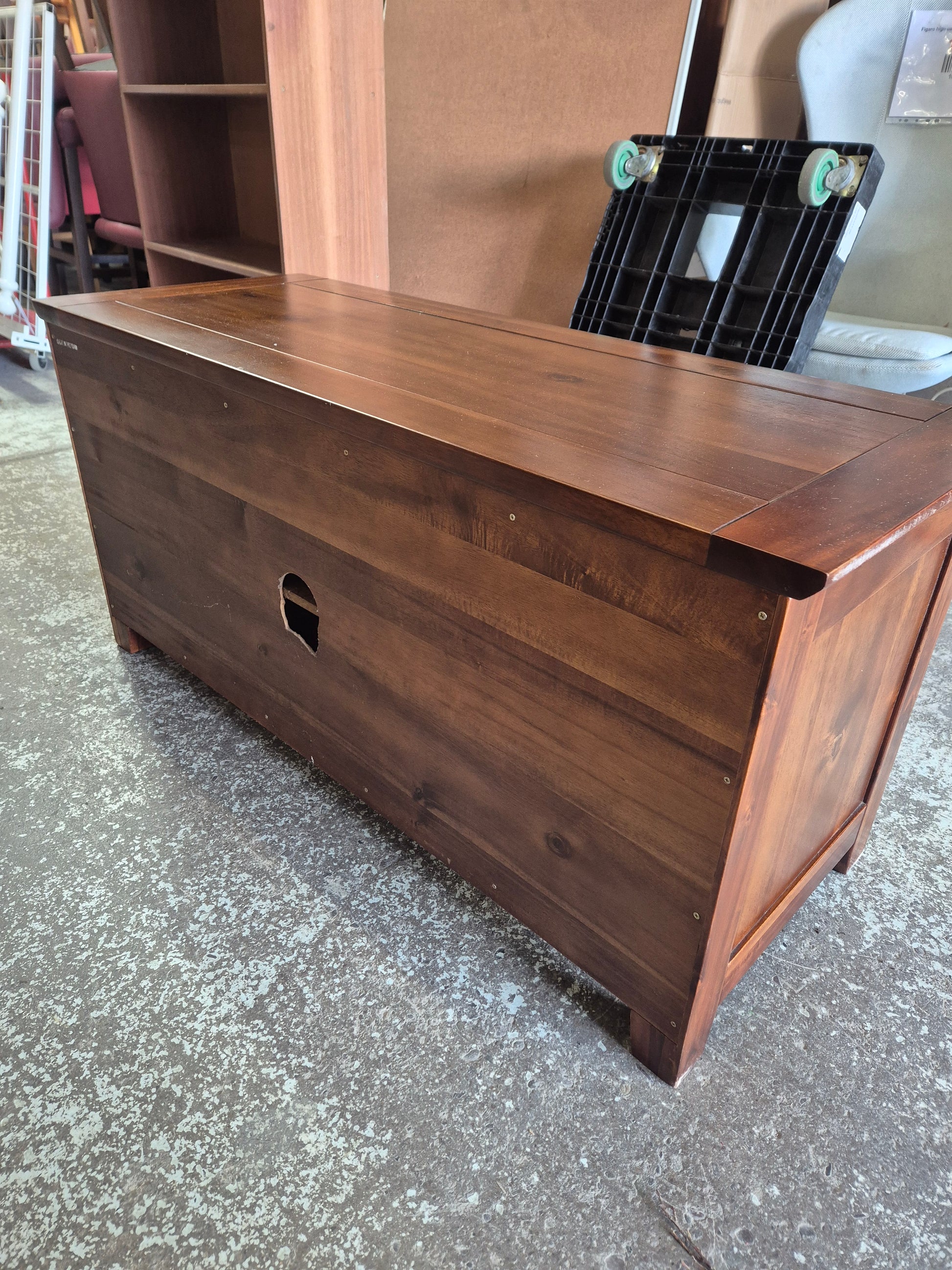 Low solid dark wood TV unit 3125
