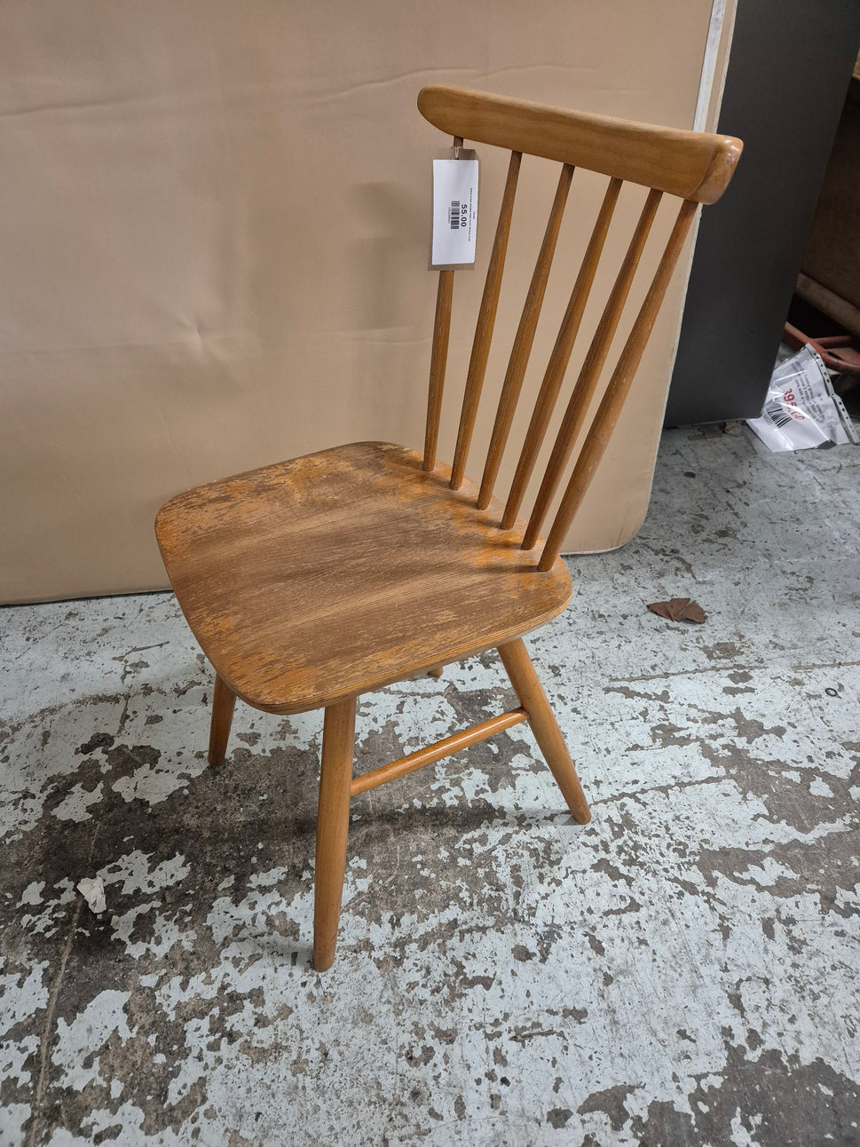 Solid wood slatted high back dining chair