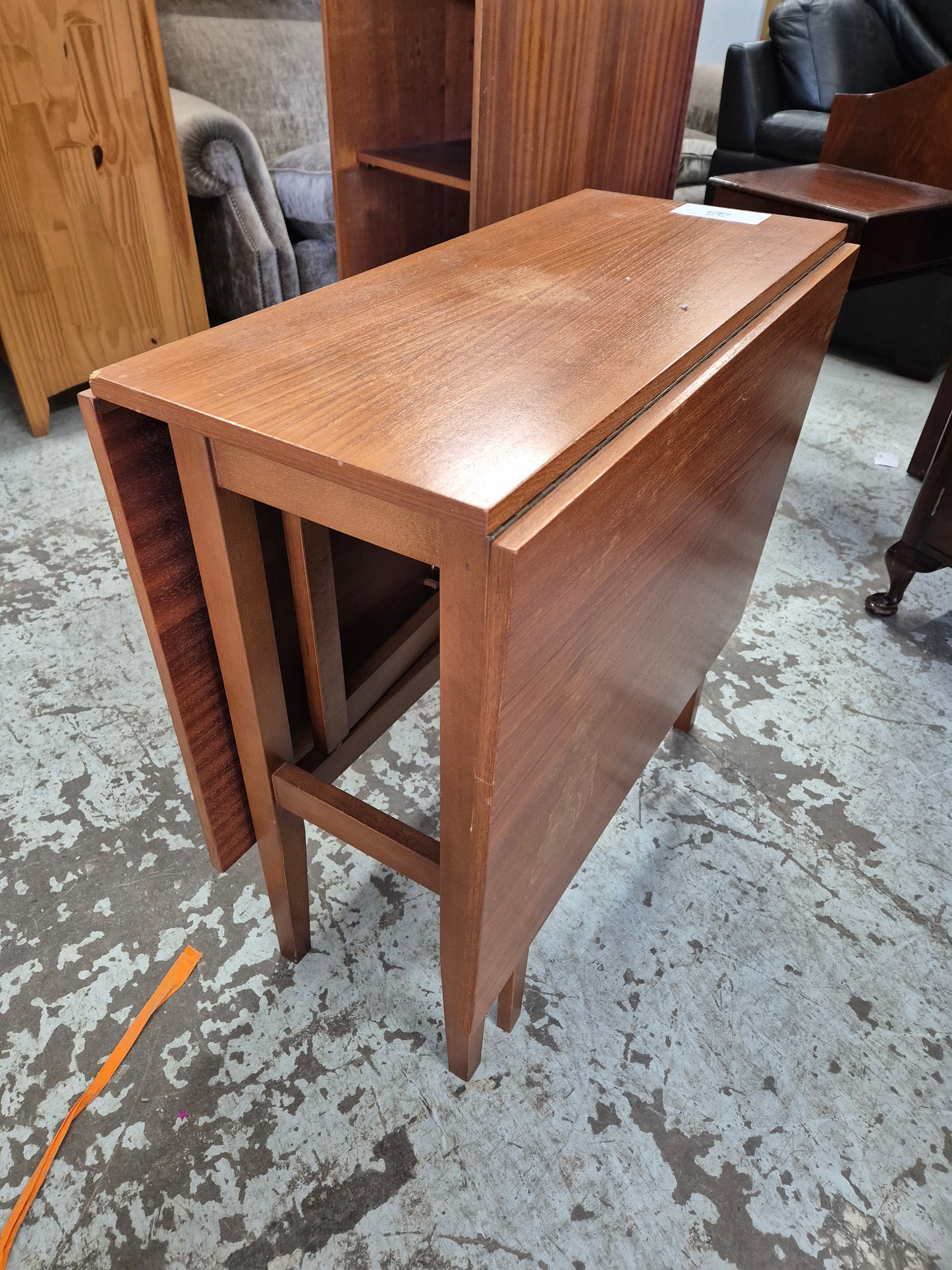 Teak stained rectangular drop leaf kitchen table 