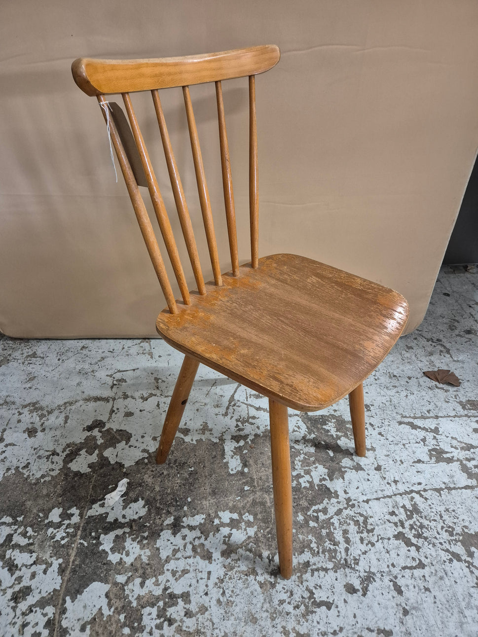 Solid wood slatted high back dining chair