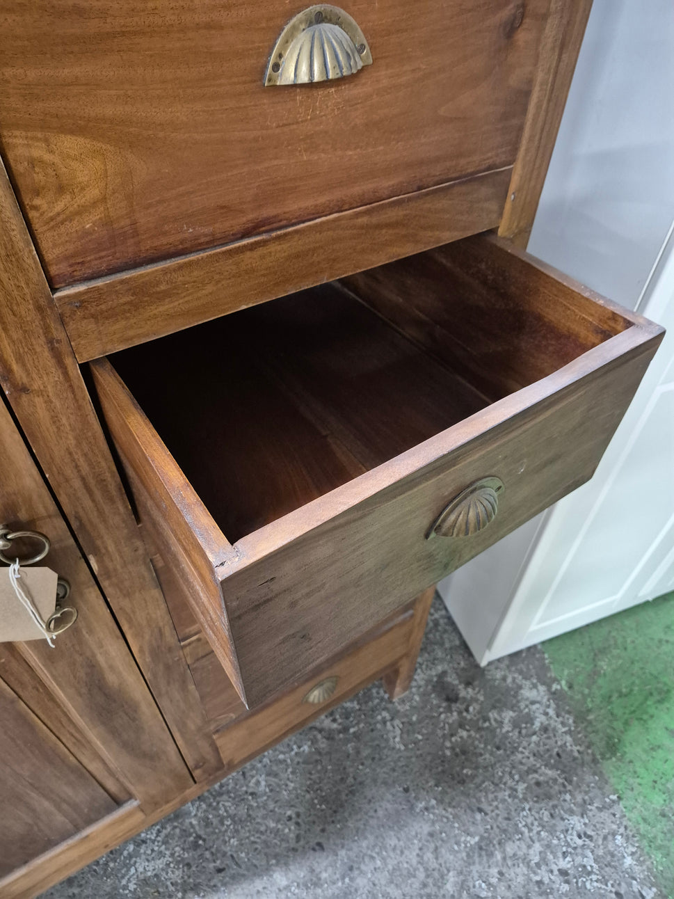 Tall solid teak stained 6 drawer 1 door wardrobe H 1700 x W 990 x D 550 mm 2125