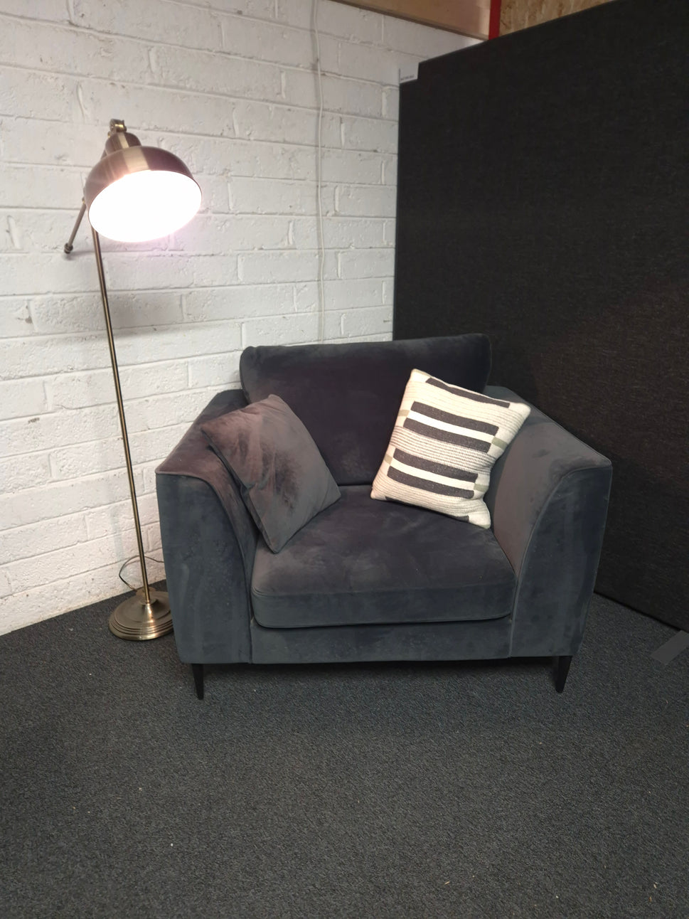 Large dark blue suede armchair  1225