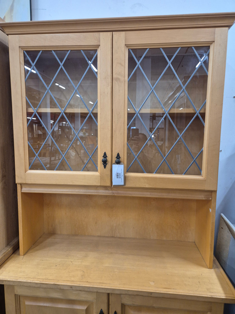 Tall beech 2 glass door 2 base door display unit  2125