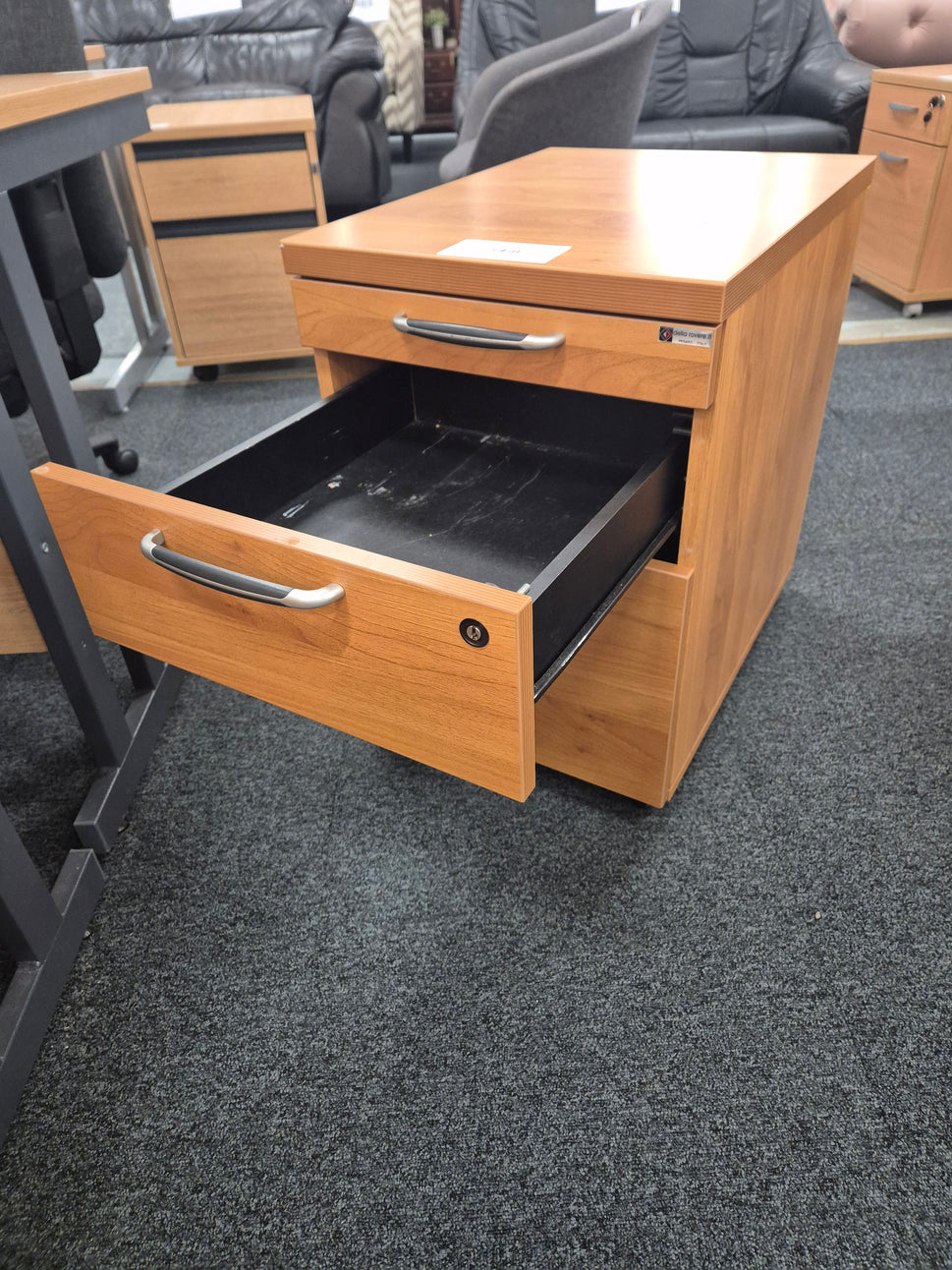 Cherry under desk mobile pedestal