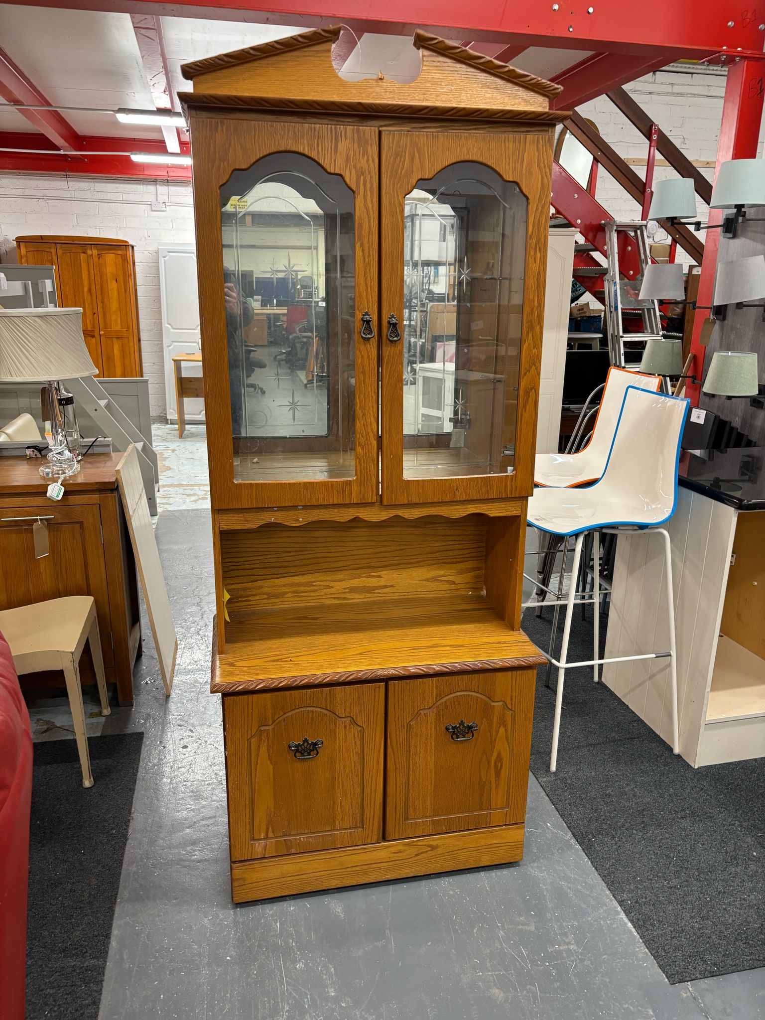 Oak display unit with glass doors H 2000 x W 800 x D 430 mm  3125