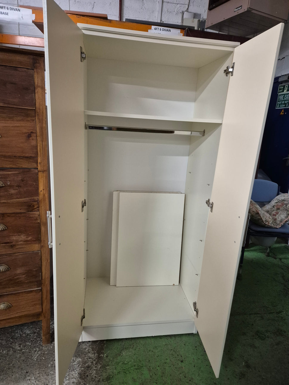 Solid White Two Door Wardrobe With Silver Handles 2125