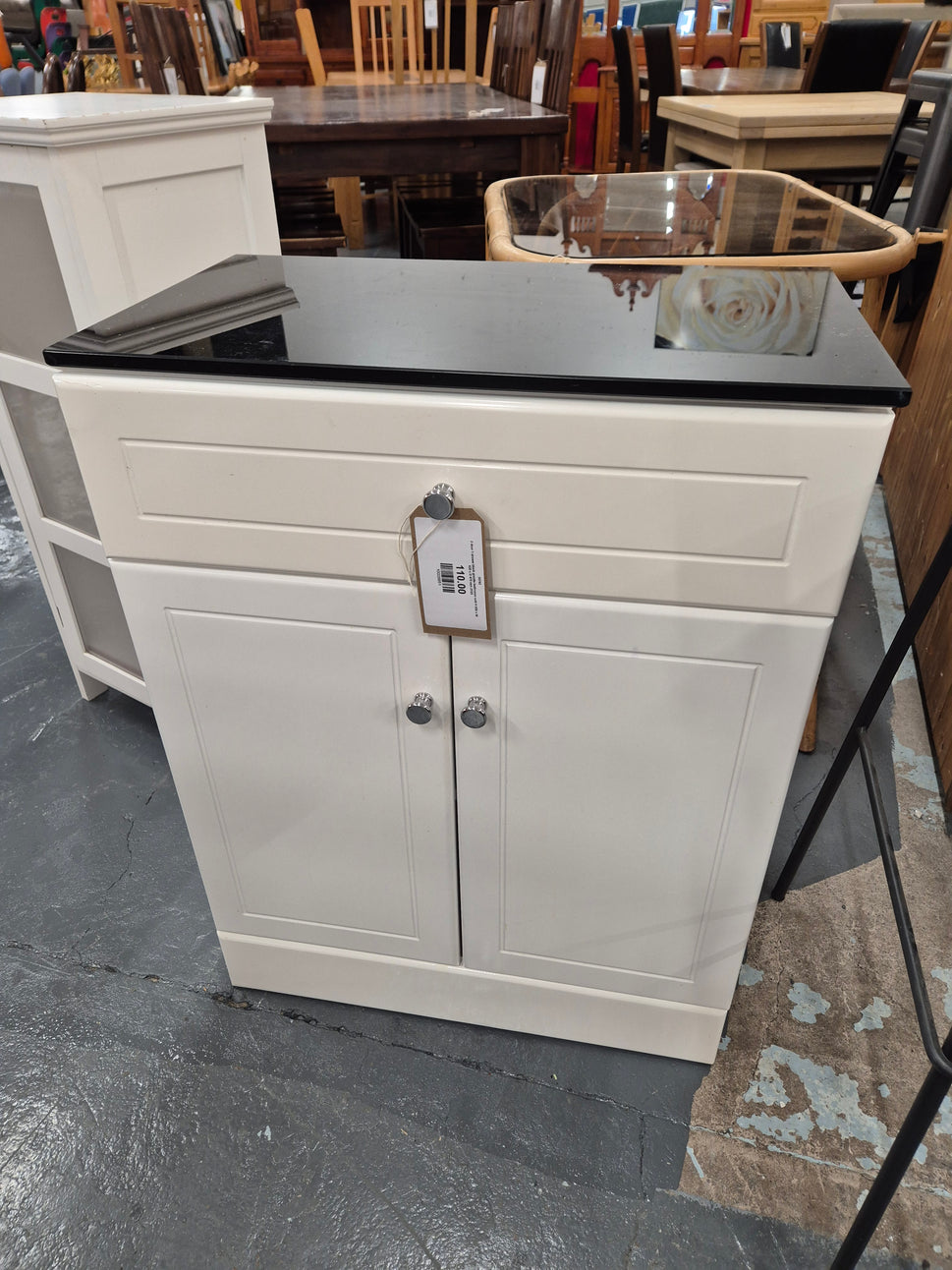 2 door 1 drawer black granite bathroom unit H 830 x W 630 x D 470 mm 2125