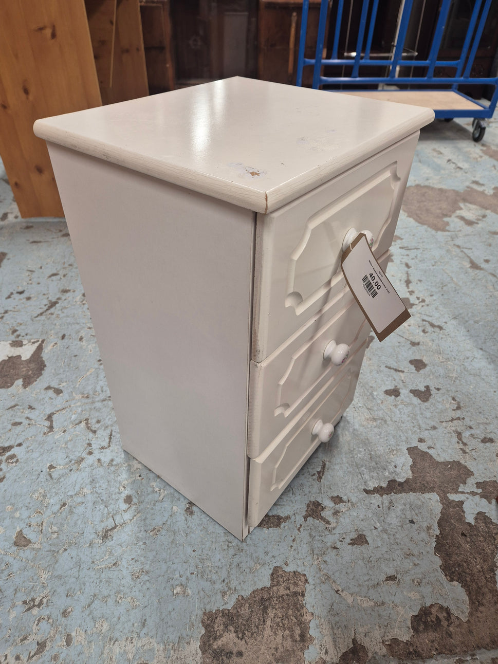 White 3 drawer bedside locker 2125