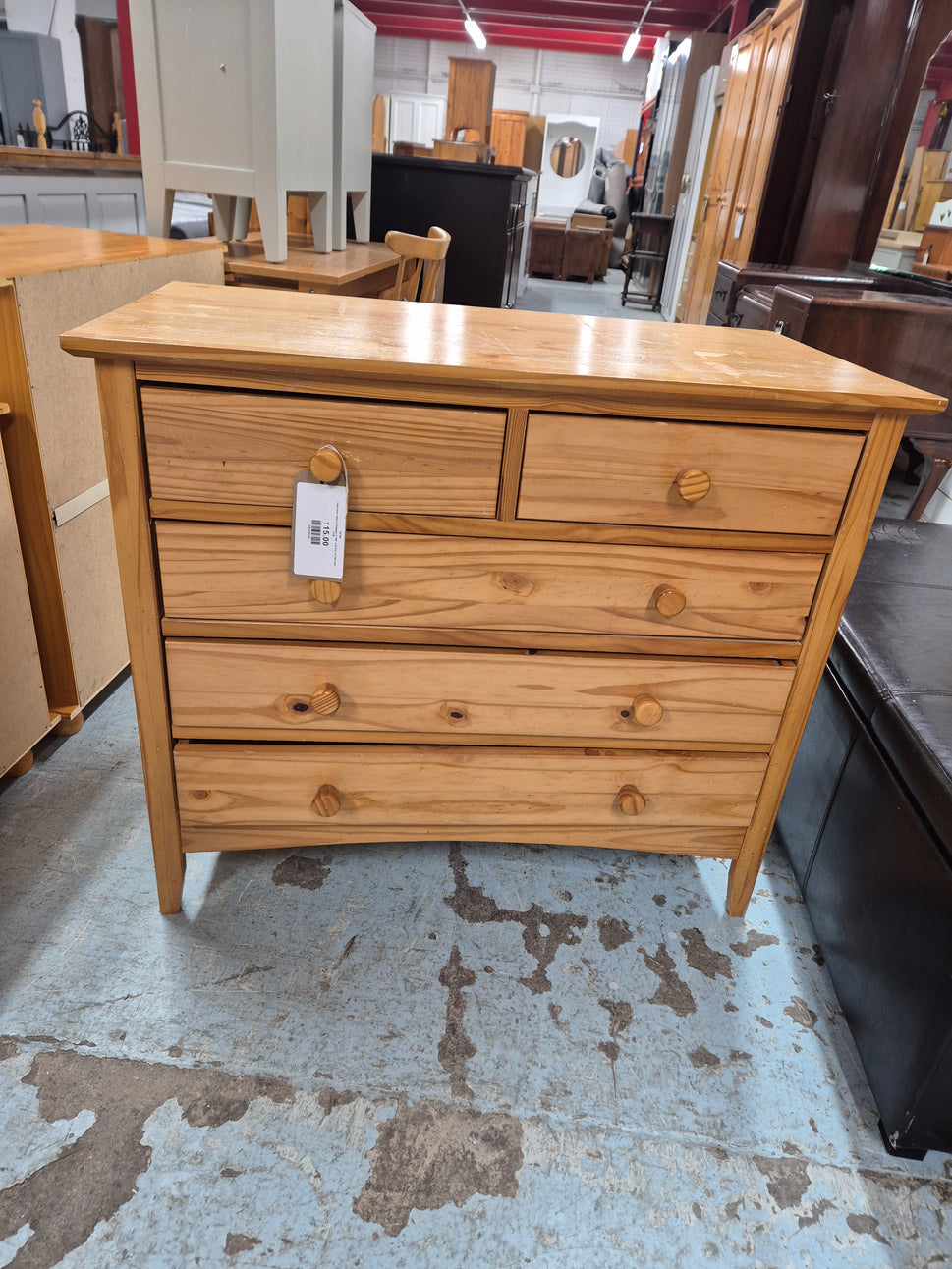 Solid pine chest of Drawers H 790  x W 910 x D 385 mm 2125