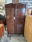 Switch Tall mahogany stained 2 door gentlemans wardrobe with internal shelves 2 image