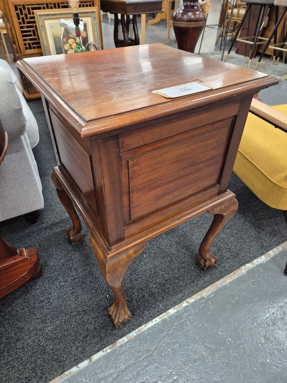 Tall solid mahogany 4 legged lamp table H 780 x W 520 x D 520 mm 2125