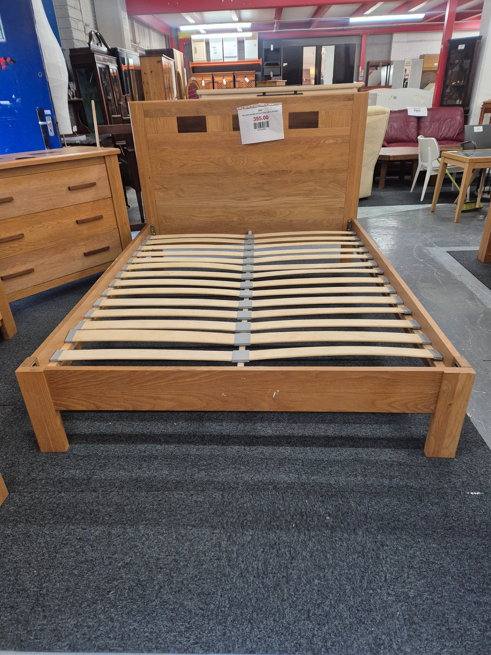5ft solid oak high end bed frame with inlaid detail%A0