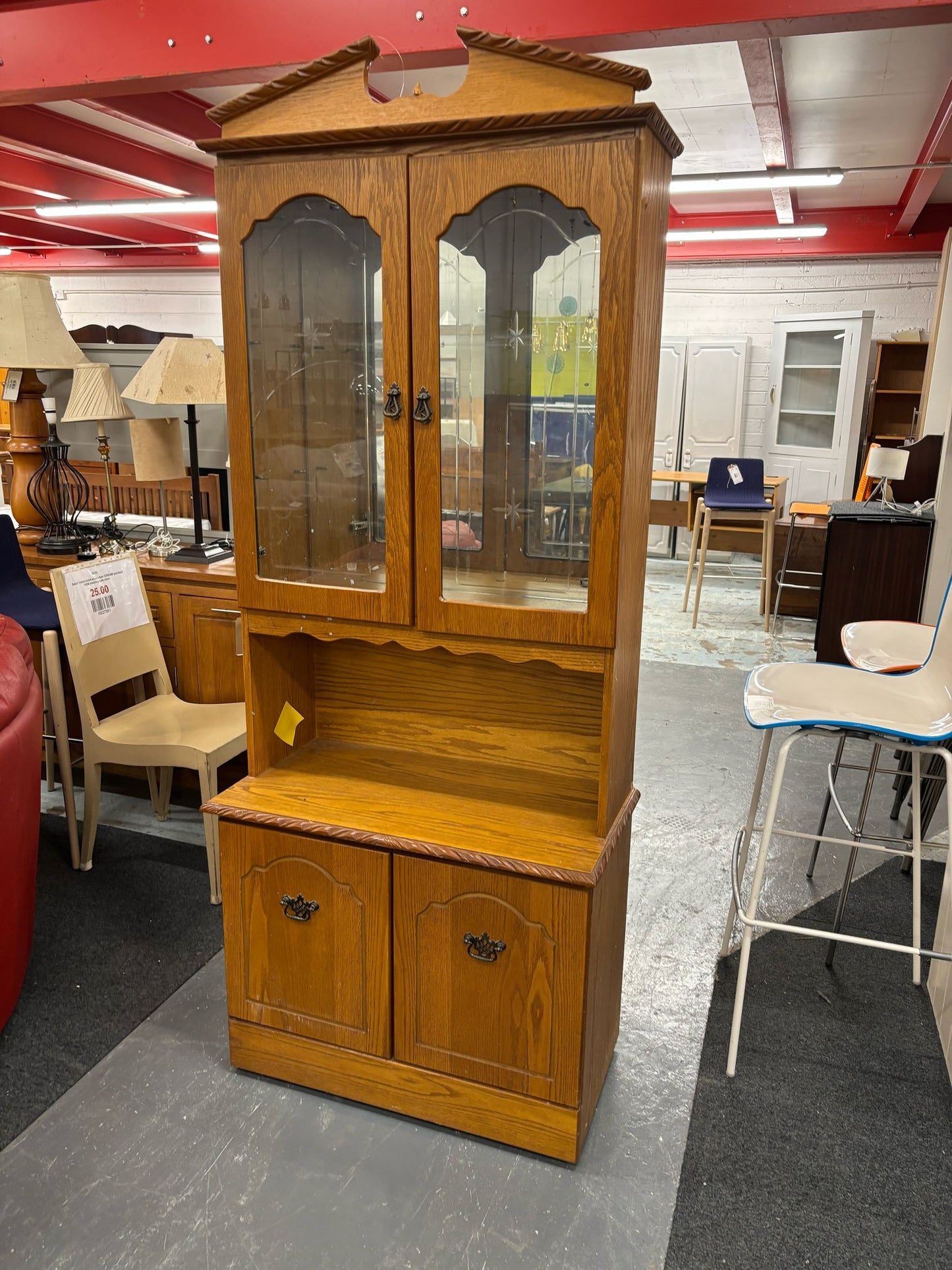Oak display unit with glass doors H 2000 x W 800 x D 430 mm  3125