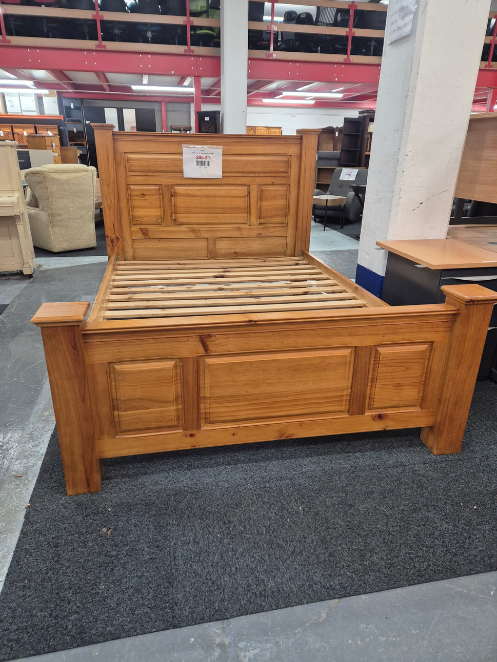 Solid Pine 5ft high back bed frame