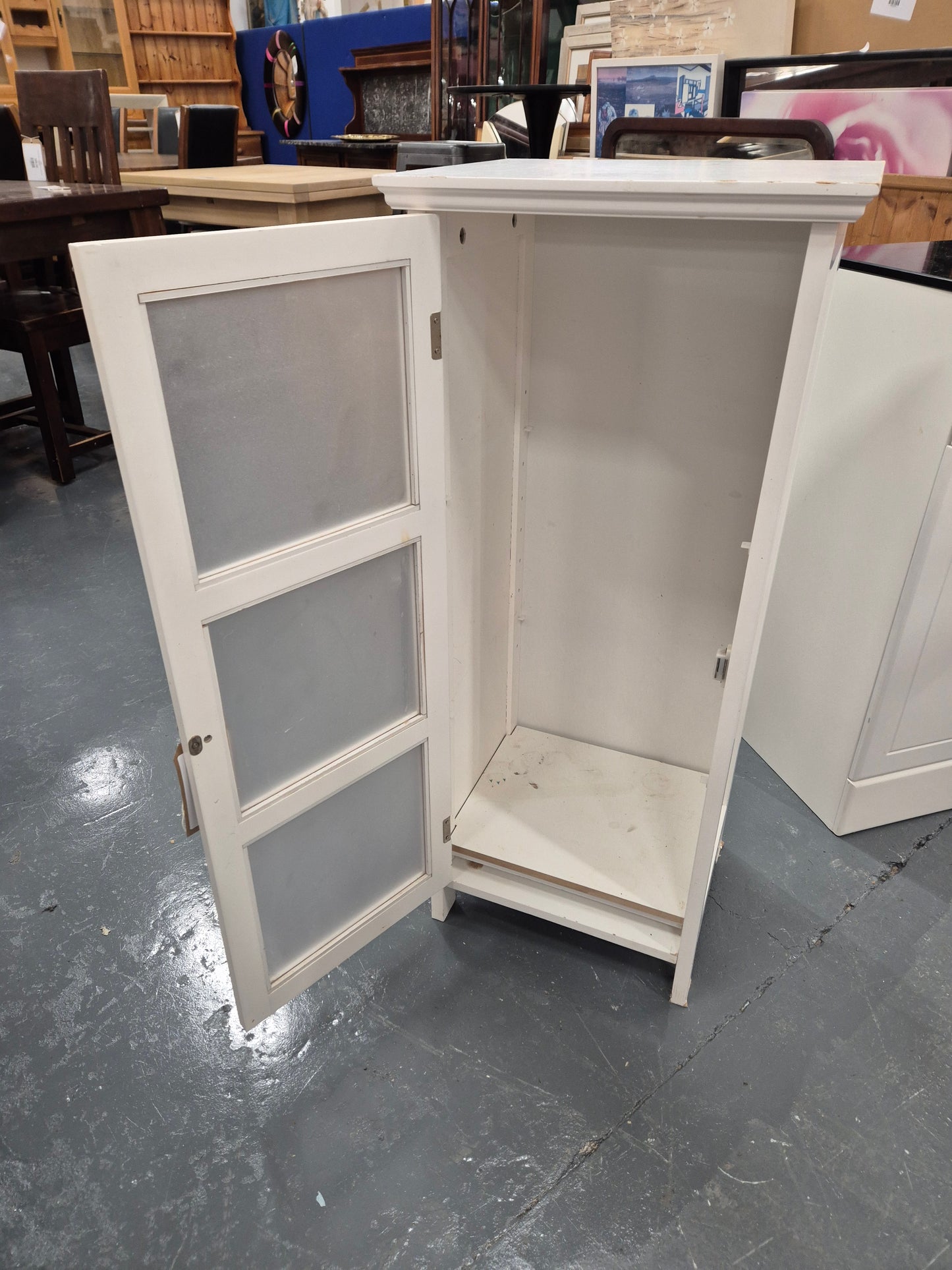 Tall slim 1 door white bathroom unit H 940 x W 400 x D 340 mm 2125