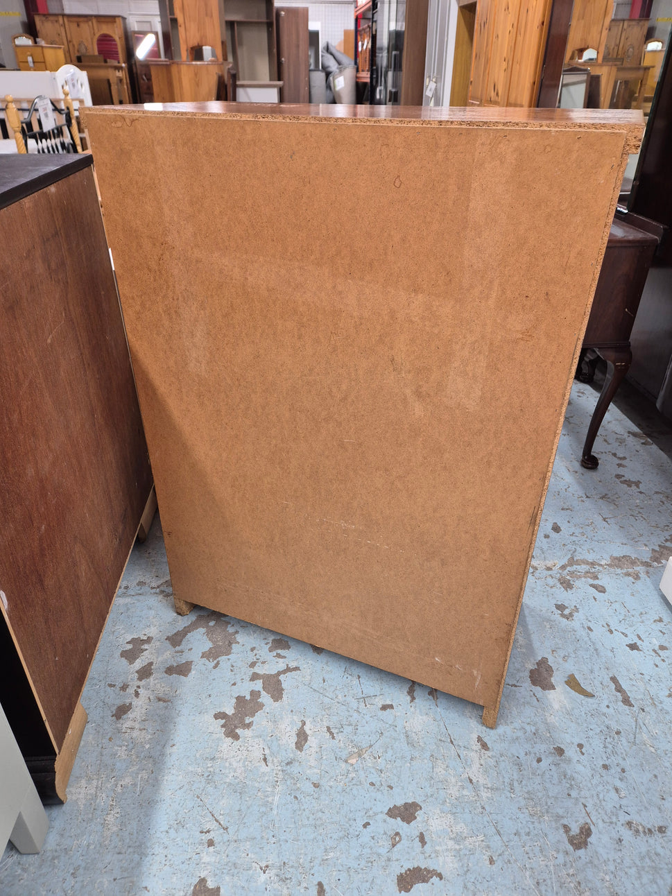 Retro teak stained tall 5 drawer chest 810 h 1100 d 400 2125