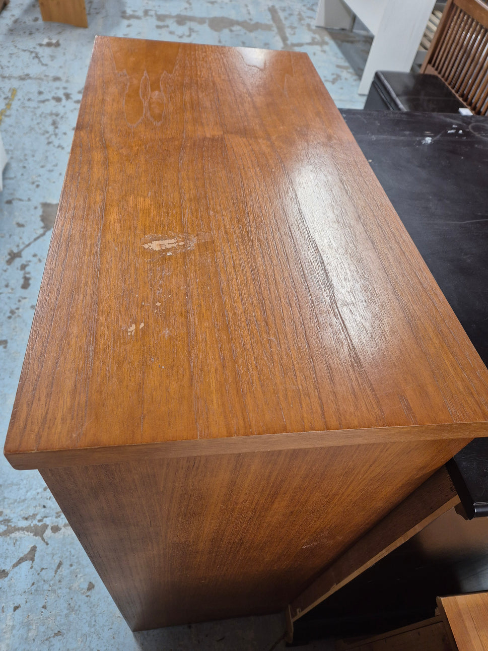 Retro teak stained tall 5 drawer chest 810 h 1100 d 400 2125
