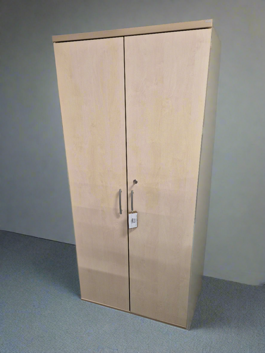 Tall light pear 2 door storage unit with internal shelves 1810Hx430Dx800W