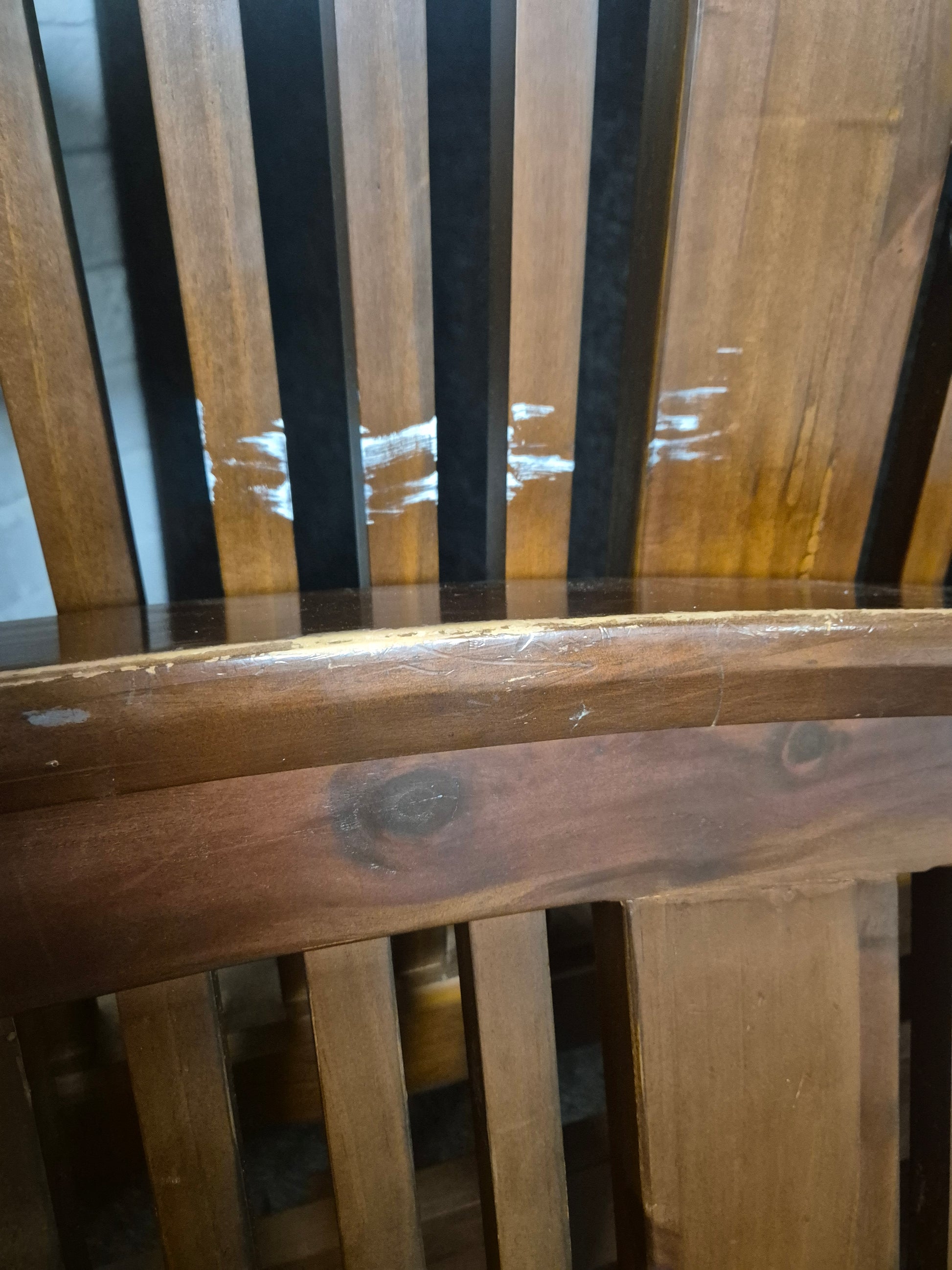 5ft curved back high end bed frame, solid dark wood stained  1225