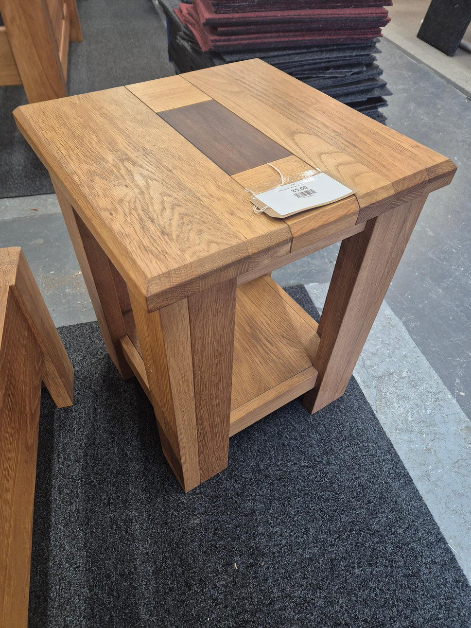 Solid oak occasional tall square table