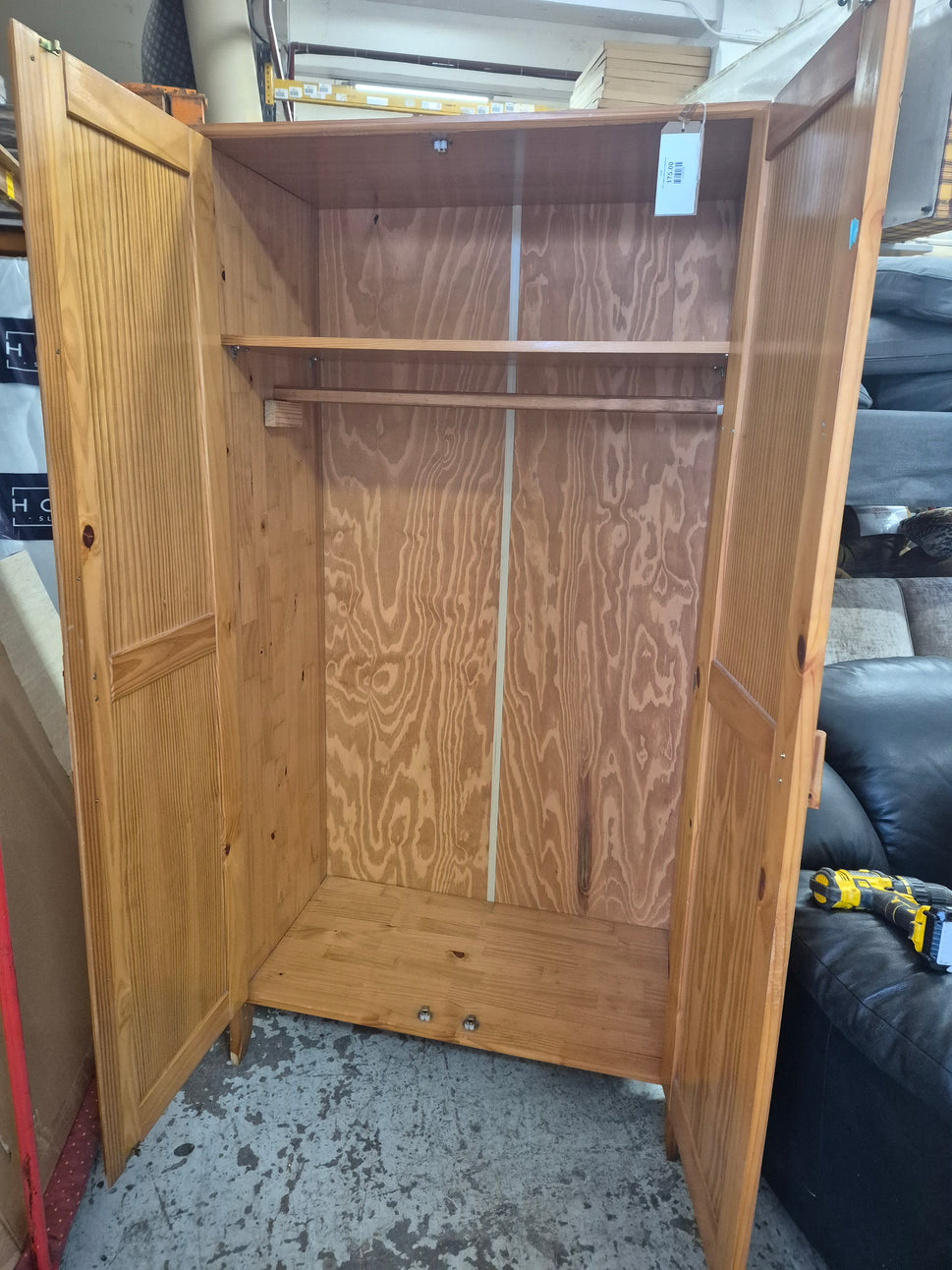 Tall 2 door solid pine wardrobe 