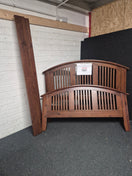 Switch 5ft curved back high end bed frame, solid dark wood stained  1225 2 image