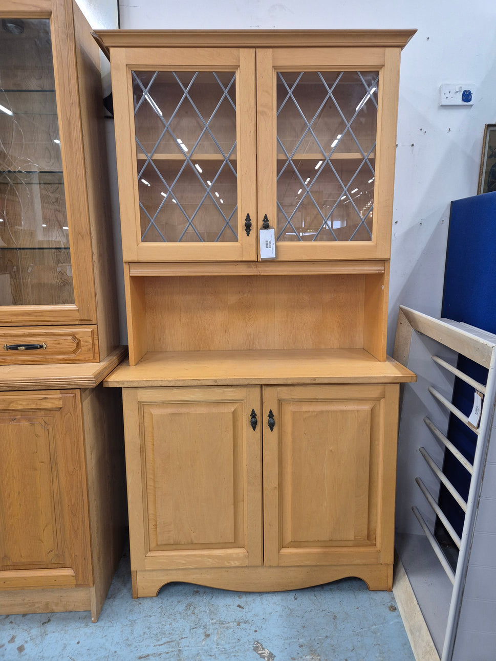 Tall beech 2 glass door 2 base door display unit  2125