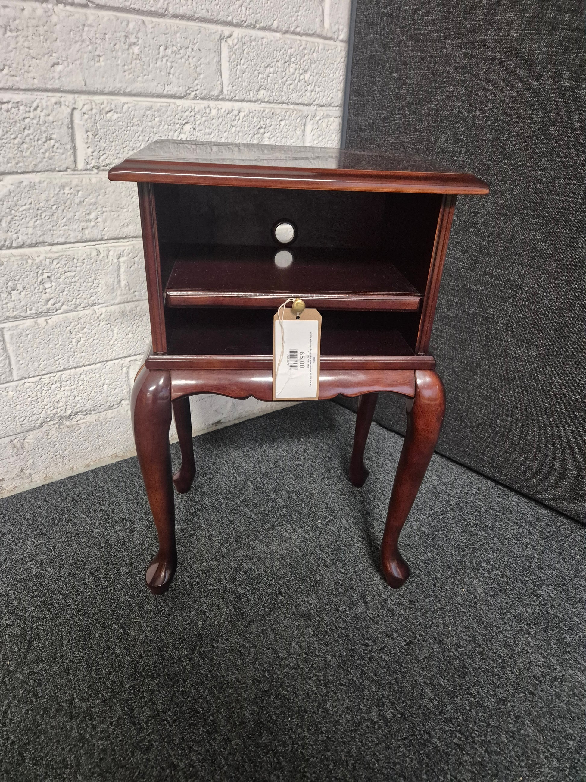 Ornate Mahogany lamp table with shelves( H  660 x W 410 x D 310 mm) 3125