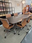Switch Wenge laminate barrell boardroom table with polished metal central base 2400Lx1200W*740H 2 image