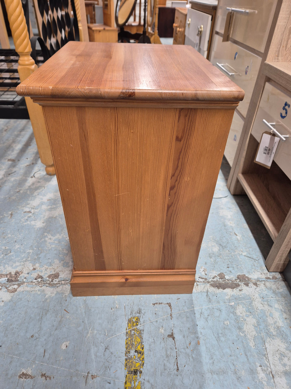 Solid pine 3 drawer bedside locker- circular handles