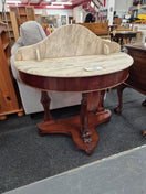 Switch Ornate white marble half moon console table with upstand with mahogany base H 970 x W 620 x D 430 mm 2125 2 image
