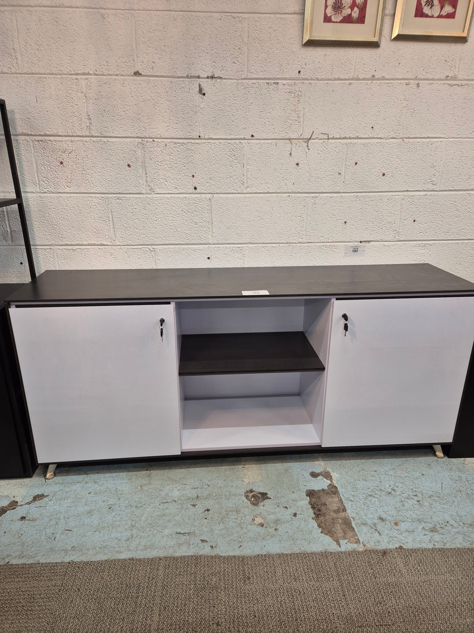 Wenge and white laminate credenza unit1800Lx450Dx800H